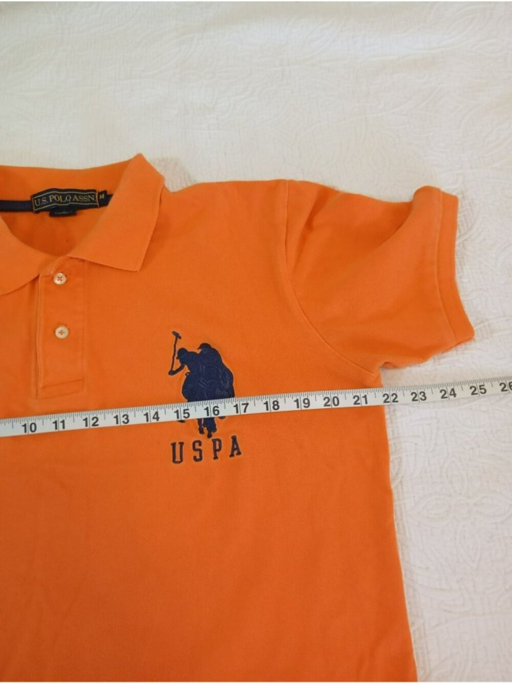U.S. Polo Assn. Mens Orange Polo Shirt M Embroidered Logo Short Sleeve - Picture 8 of 10